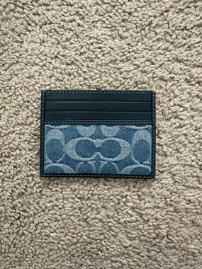 NWT Coach Slim Id Card Case Signature Denim CDF46 Denim